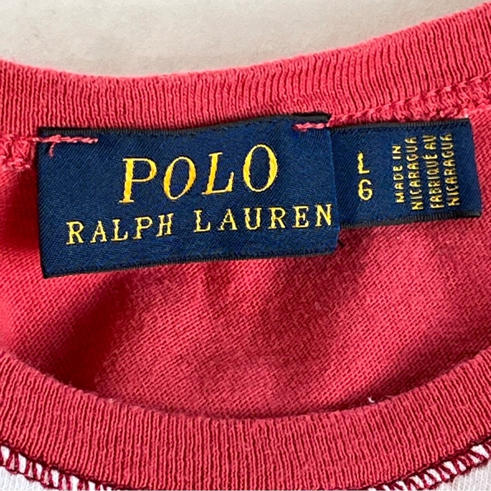 POLO RALPH LAUREN White Striped T Shirt Top Women’s Large - Picture 2 of 10